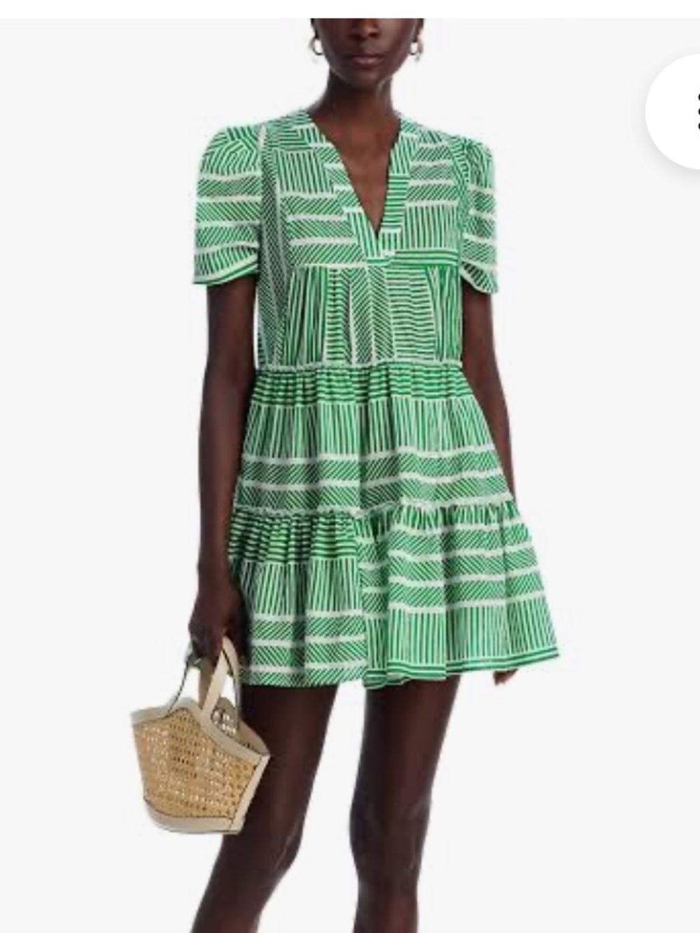 Aqua Green & White Striped Tiered Casual Dress